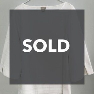 Chico’s Textured White Scoop Neck Top 3/4 Sleeve Classic Blouse Size 2 Large